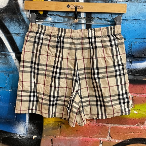 BURBERRY London-women’s beige plaid cotton stretch waistband boxer shorts - Picture 1 of 10